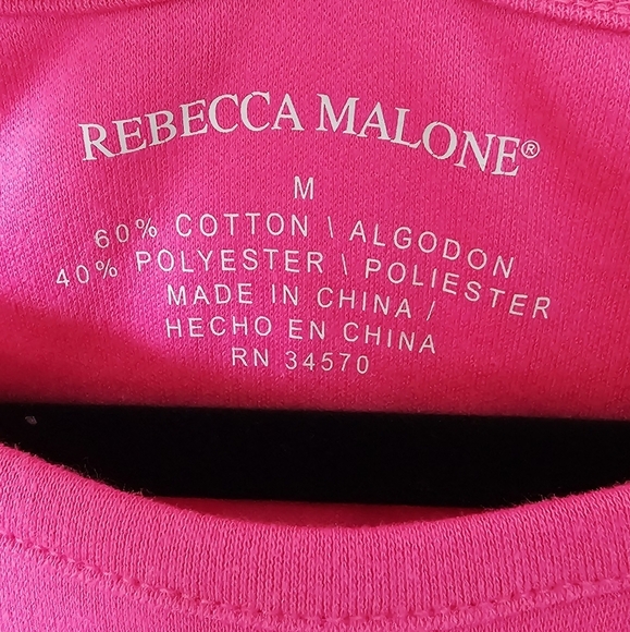 NWT Rebecca Malone Fuchsia Rose Basic Short Sleeve Women's T-Shirt Size M - Picture 2 of 4